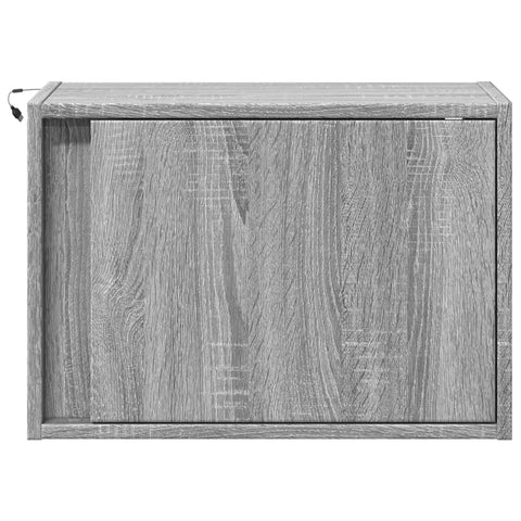 vidaXL Wall-mounted Bedside Cabinet with LED Lights Grey Sonoma