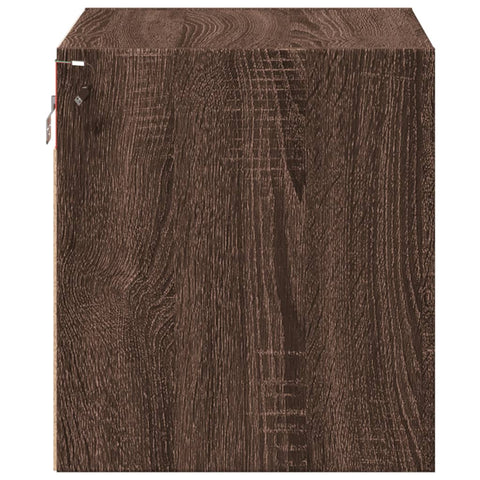 vidaXL Wall-mounted Bedside Cabinet with LED Lights Brown Oak
