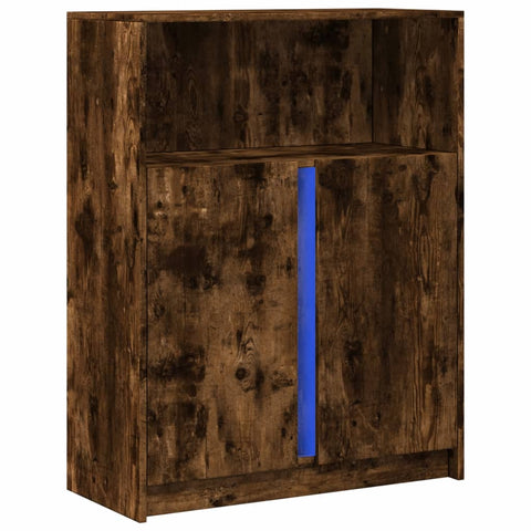 vidaXL Sideboard with LED Smoked Oak 77x34x100 cm Engineered Wood