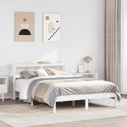 vidaXL Bed Frame without Mattress White 120x190 cm Small Double Solid Wood Pine