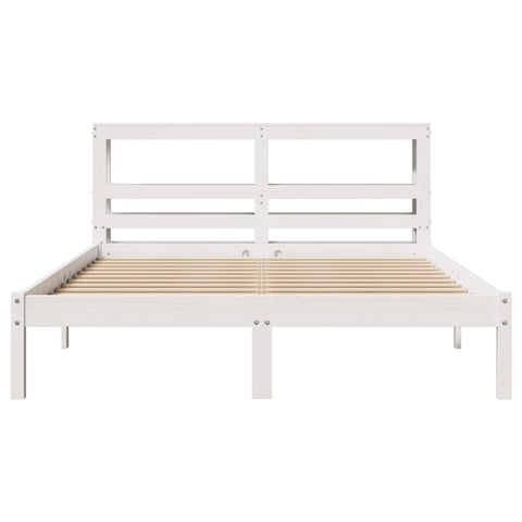 vidaXL Bed Frame without Mattress White 150x200 cm King Size Solid Wood Pine