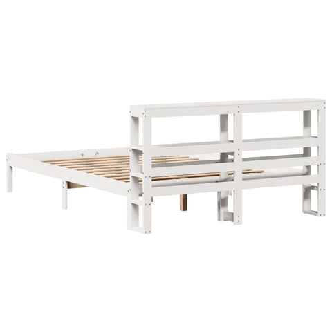 vidaXL Bed Frame without Mattress White 150x200 cm King Size Solid Wood Pine