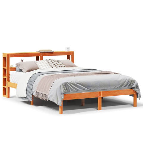 vidaXL Bed Frame with Headboard without Mattress Wax Brown 140x200 cm