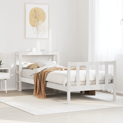 vidaXL Bed Frame without Mattress White 75x190 cm Small Single Solid Wood Pine