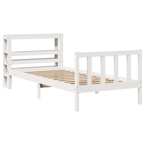 vidaXL Bed Frame without Mattress White 90x190 cm Single Solid Wood Pine