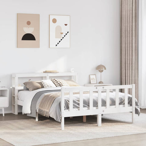 vidaXL Bed Frame without Mattress White 140x190 cm Solid Wood Pine