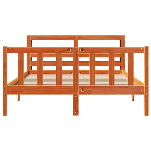 vidaXL Bed Frame with Headboard without Mattress Wax Brown 140x200 cm