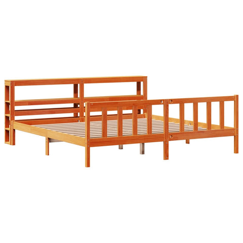 vidaXL Bed Frame with Headboard without Mattress Wax Brown 200x200 cm