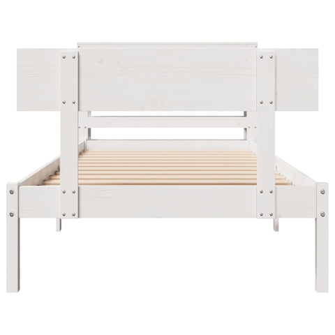 vidaXL Bed Frame without Mattress White 75x190 cm Small Single Solid Wood Pine