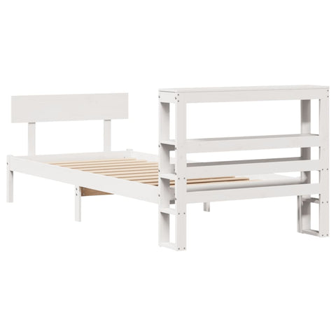 vidaXL Bed Frame without Mattress White 75x190 cm Small Single Solid Wood Pine