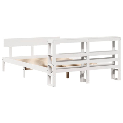 vidaXL Bed Frame without Mattress White 135x190 cm Double Solid Wood Pine
