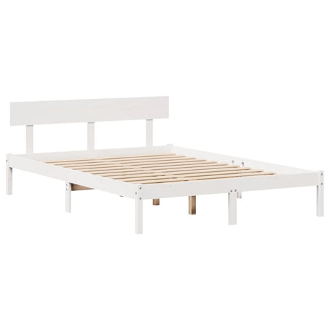 vidaXL Bed Frame without Mattress White 150x200 cm King Size Solid Wood Pine