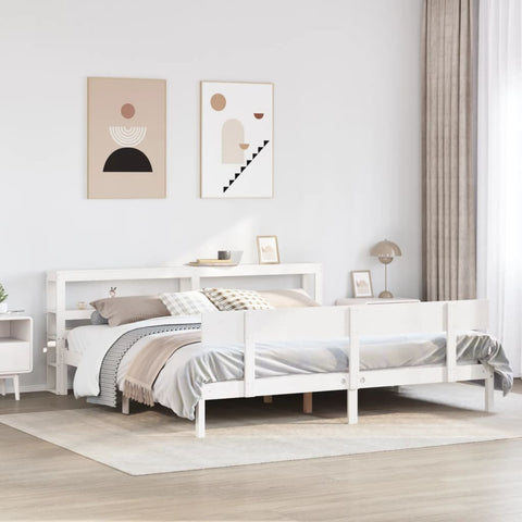 vidaXL Bed Frame without Mattress White 200x200 cm Solid Wood Pine
