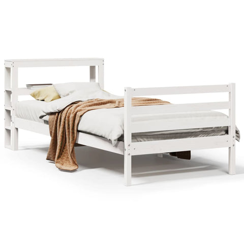 vidaXL Bed Frame without Mattress White 75x190 cm Small Single Solid Wood Pine