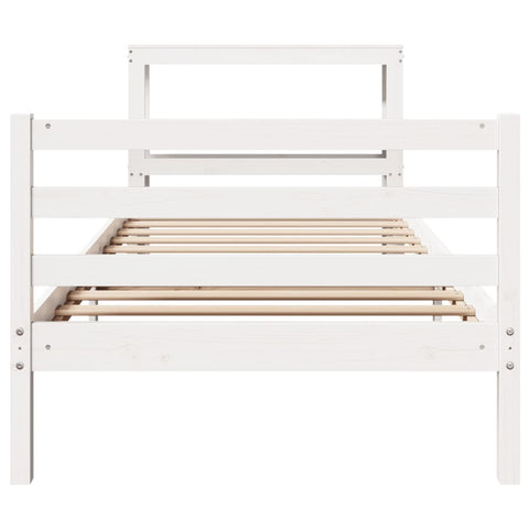 vidaXL Bed Frame without Mattress White 75x190 cm Small Single Solid Wood Pine