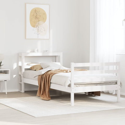vidaXL Bed Frame without Mattress White 75x190 cm Small Single Solid Wood Pine