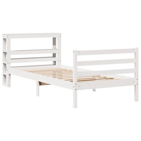vidaXL Bed Frame without Mattress White 90x190 cm Single Solid Wood Pine