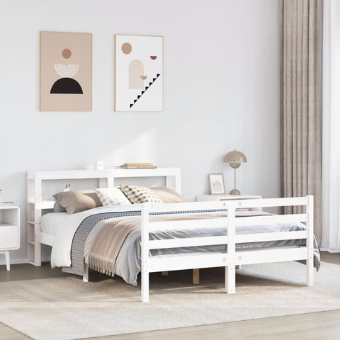 vidaXL Bed Frame without Mattress White 120x190 cm Small Double Solid Wood Pine