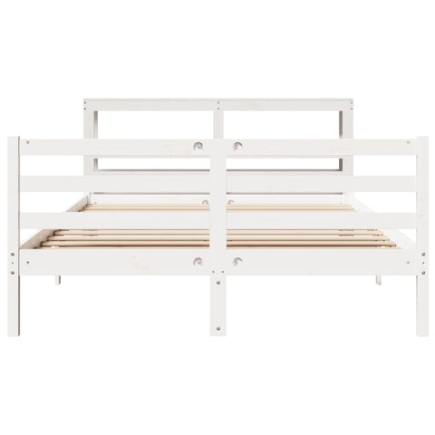 vidaXL Bed Frame without Mattress White 135x190 cm Double Solid Wood Pine