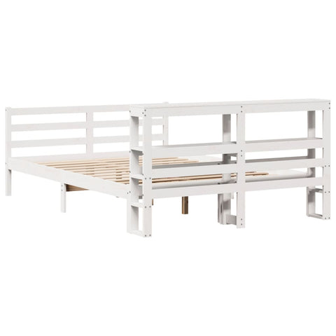 vidaXL Bed Frame without Mattress White 135x190 cm Double Solid Wood Pine