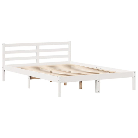 vidaXL Bed Frame without Mattress White 135x190 cm Double Solid Wood Pine