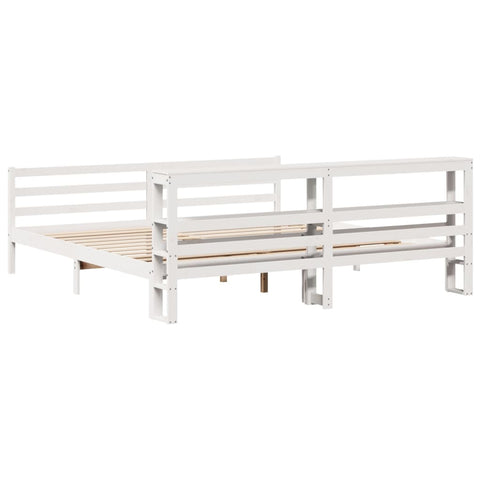 vidaXL Bed Frame without Mattress White 180x200 cm Super King Solid Wood Pine