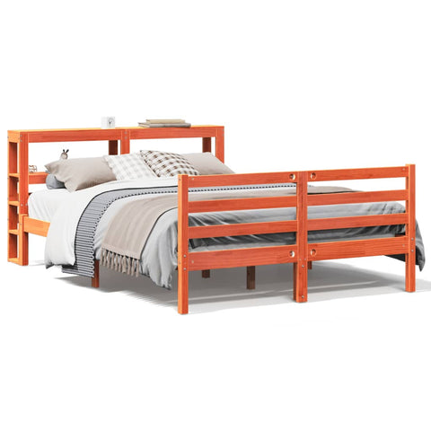 vidaXL Bed Frame without Mattress Wax Brown 135x190 cm Double Solid Wood Pine
