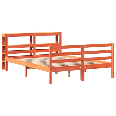 vidaXL Bed Frame without Mattress Wax Brown 135x190 cm Double Solid Wood Pine
