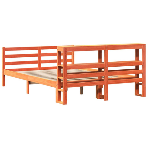 vidaXL Bed Frame without Mattress Wax Brown 135x190 cm Double Solid Wood Pine