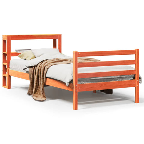 vidaXL Bed Frame without Mattress Wax Brown 100x200 cm Solid Wood Pine