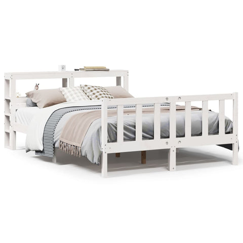 vidaXL Bed Frame without Mattress White 150x200 cm King Size Solid Wood Pine