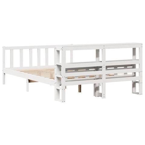 vidaXL Bed Frame without Mattress White 150x200 cm King Size Solid Wood Pine