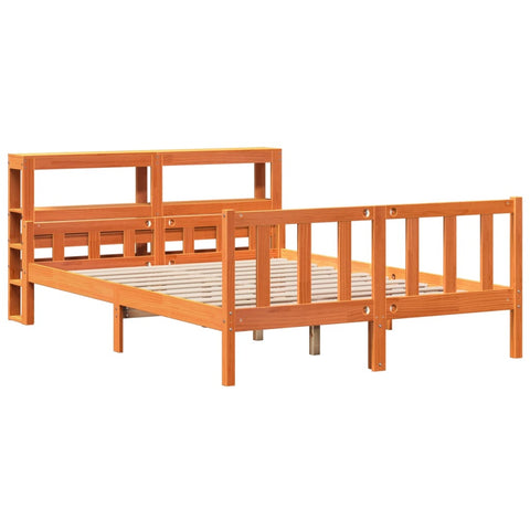 vidaXL Bed Frame with Headboard without Mattress Wax Brown 160x200 cm