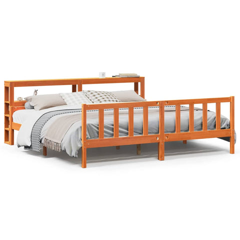 vidaXL Bed Frame with Headboard without Mattress Wax Brown 180x200 cm Super King
