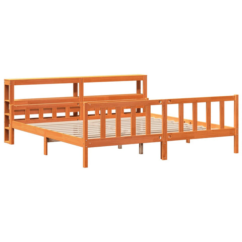 vidaXL Bed Frame with Headboard without Mattress Wax Brown 180x200 cm Super King