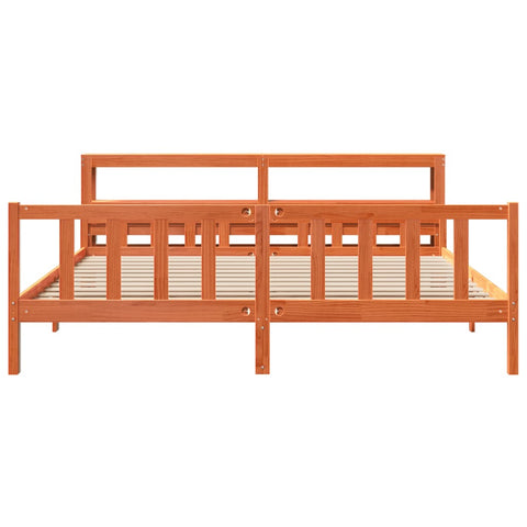 vidaXL Bed Frame with Headboard without Mattress Wax Brown 180x200 cm Super King