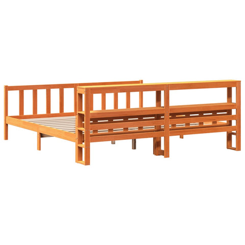 vidaXL Bed Frame with Headboard without Mattress Wax Brown 180x200 cm Super King