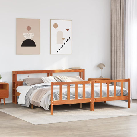 vidaXL Bed Frame with Headboard without Mattress Wax Brown 180x200 cm Super King