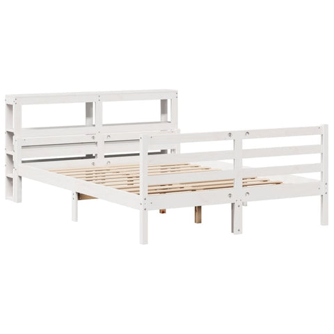 vidaXL Bed Frame with Headboard without Mattress White 135x190 cm Double