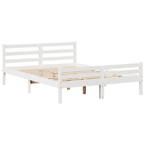 vidaXL Bed Frame with Headboard without Mattress White 135x190 cm Double