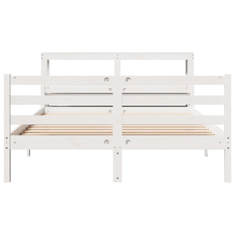 vidaXL Bed Frame with Headboard without Mattress White 140x200 cm