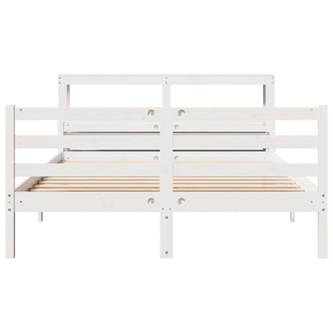 vidaXL Bed Frame with Headboard without Mattress White 150x200 cm King Size