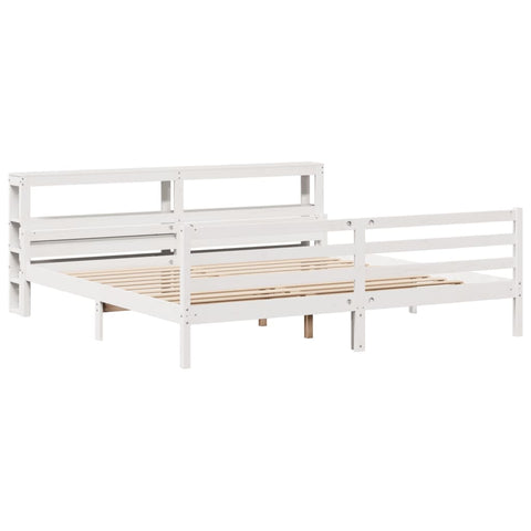 vidaXL Bed Frame with Headboard without Mattress White 180x200 cm Super King