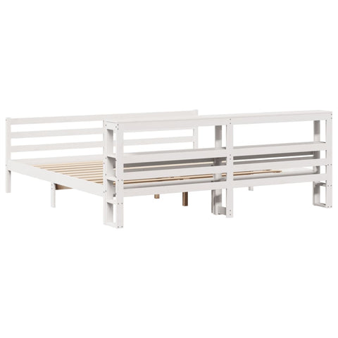 vidaXL Bed Frame with Headboard without Mattress White 180x200 cm Super King