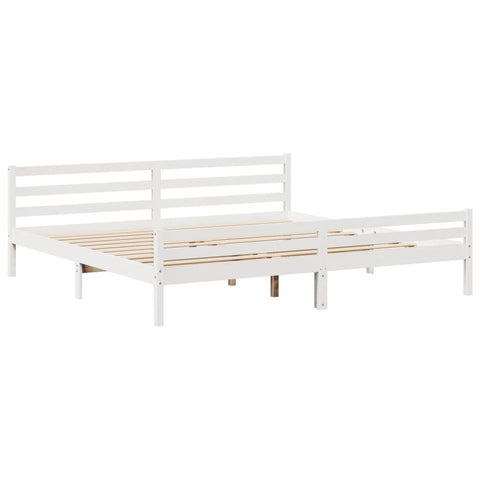 vidaXL Bed Frame with Headboard without Mattress White 180x200 cm Super King