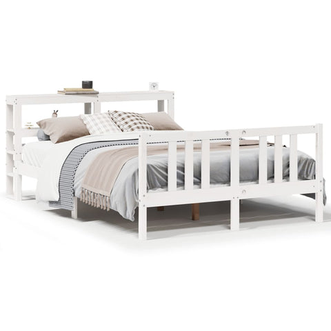 vidaXL Bed Frame with Headboard without Mattress White 140x200 cm