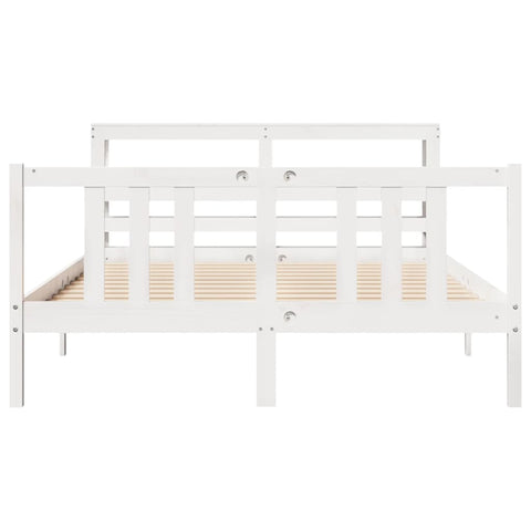 vidaXL Bed Frame with Headboard without Mattress White 140x200 cm