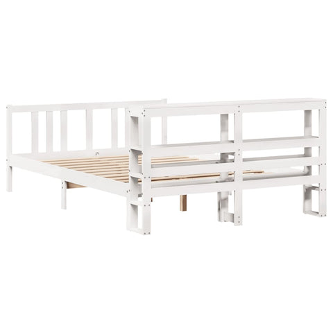 vidaXL Bed Frame with Headboard without Mattress White 140x200 cm