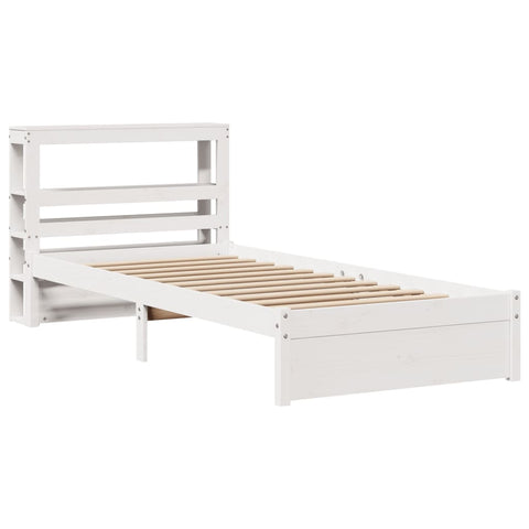 vidaXL Bed Frame with Headboard without Mattress White 75x190 cm Small Single