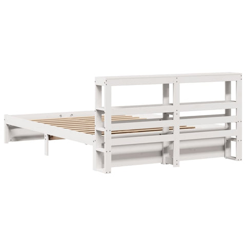 vidaXL Bed Frame with Headboard without Mattress White 150x200 cm King Size